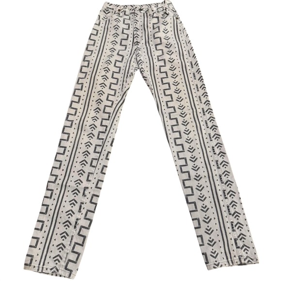 Wrangler Denim - RARE Vtg 80s Wrangler Aztec Geometric Print Jeans Made in USA Womens Size 7 x 36